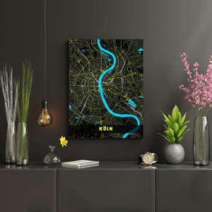 Custom Cologne City Map: Neon Night Style for Your Unique Touch