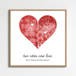 Heart Map: Two Cities, One Love - Personalize Your Relationship's Key Places