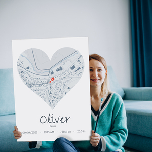 Heart-Shaped Baby Birth Map: Personalize for Your New Arrival
