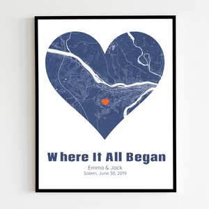 Personalized Heart Map: Where Your Love Story Began!