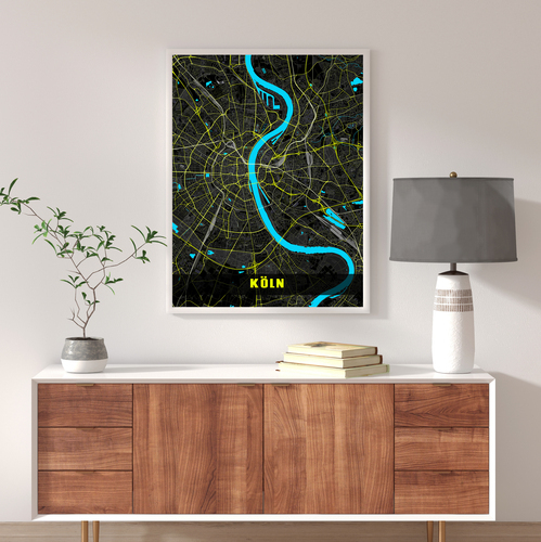Custom Cologne City Map: Neon Night Style for Your Unique Touch